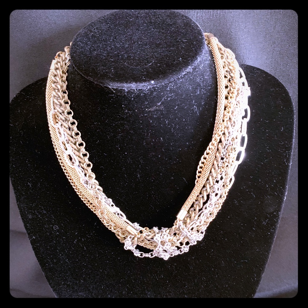 Gold and silver color chain necklace